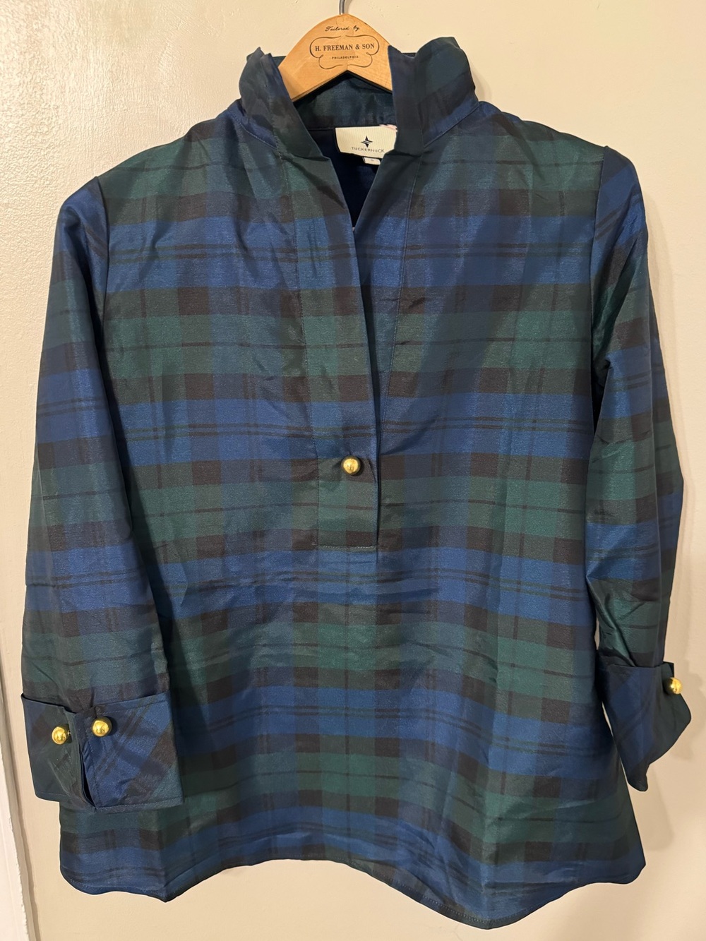 Tuckernuck Blackwatch Plaid Celine Top Size Small